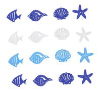 Operitacx 50pcs Nautical Wooden Ocean Cutouts for DIY Crafts Mixed Small Sea Star Fish Shell Shapes Lightweight Pack for Handmade Jewelry Nursery Wall Decor Nautical Themed Party Ornaments