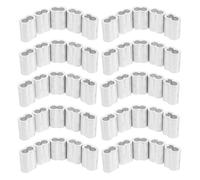 Operitacx 50pcs Wire Rope Crimp Sleeve - Aluminum Double Hole End Clamp, 6 MM Cable Ferrule Connector for Fishing Leader Garden Wire Supports