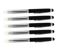 Operitacx 5pcs 3-in-1 Capacitive Stylus Pens with LED Light and Ballpoint for Tablet PC and Phone, Compact Metal and Plastic Nurse Pens with No Screen Marks, for Writing the Dark