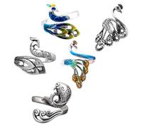 Operitacx 5Pcs Adjustable Alloy Knitting Finger Rings Vintage Braided Loop Tools for Female Knitters Smooth Yarn Guide Rings for Left Right Hand Use