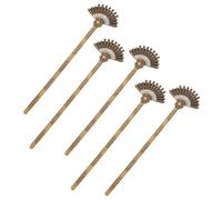 Operitacx 5pcs Alloy Fan Hair Stick Set Retro Chinese Hair Accessory with Brown Alloy Material for Ceremonies and Ancient Style Parties