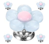 Operitacx 5pcs Blue Flower Shape Toilet Water Tank Flush Buttons with Push Assist for Home Bathroom Toilet Replacement Parts