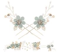 Operitacx 5pcs Bride Hair Pin Hair Comb Simple Classic Design with Rhinestone Decoration Easy to Clip Lightweight Metal Fabric Artificial Pearl for Brides at Wedding Prom