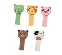 Operitacx 5pcs Cartoon Toilet Cover Lifters with Soft Material Sanitary Seat Lifters for Home Bathroom Noise Reducing Handles Featuring Cat Frog Cow Pig and Bear Designs