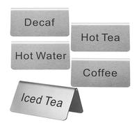 Operitacx 5pcs Coffee and Tea Sign Drinks Display Signs Stainless Steel Sleek Stylish Easy to Read Strong Durability for Restaurants and Food Service Settings