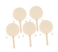 Operitacx 5pcs Drum Wooden Pellet Drum Boys and Girls Music DIY Painting Practice Children's Cognition White Unfinished Craft for DIY