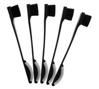 Operitacx 5pcs Dual Head Hair Styling Comb with Soft Bristles for Grooming and Lash Separating, Black Pp Material, Double Sided Design for Edge Back Brushing and Professional Makeup Use