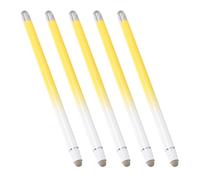 Operitacx 5pcs Dual-tip Stylus Pens with Silver Fiber Cloth Tips, Yellow Capacitive Touch Screen Stylus for Smartphones and Tablets, Precise Writing Pens Suitable for Home and Professional