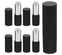 Operitacx 5pcs Empty Lipstick Tubes Gloss Tube Containers Matte Black Finish Round Shape Easy to Fill Comfortable Grip for Home on The Go Use with Silver Inner Circle