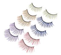 Operitacx 5pcs Exaggerated Handmade False Eyelashes for Cosplay and Party, Dense Decorative Lashes Set, Creative Reusable Eye Accessories for Stage and Costume Makeup Random Color