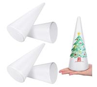 Operitacx 5pcs Foam Cones for Crafts, White Polystyrene Foam Cones Christmas Tree Craft Supplies, 3.9x9.8 Inch Tall for DIY Project, Christmas Tree, Gnomes, Table Centerpiece, Holiday Decor