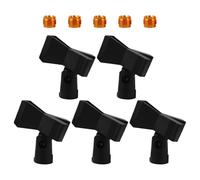 Operitacx 5pcs Microphone Clips Spring Loaded Mic Clip Portable Adjustable 5/8' Thread Wireless Instrument for Event Podcast Black Plastic Copper