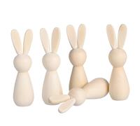 Operitacx 5Pcs Mini Wooden Rabbit Ornaments Unfinished DIY Craft Natural Wood Color Smooth Edges Safe for Painting Easter Festival Decoration Home Party Display