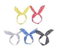 Operitacx 5pcs Paisley Cloth Wire Bunny Ear Headbands, Rabbit Ear Designed Hair Accessories Set for Women, Stylish Printed Fabric Headbands for Daily Wear and Fashion Random Color