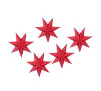 Operitacx 5pcs Paper Star Lanterns, 7-Point Hollow Hanging Star Ornament Christmas Decorations Hanging Lampshade for Xmas New Year Wedding Holiday Party (Red, 5pcs)
