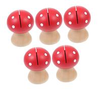 Operitacx 5Pcs Red Mushroom Head Wooden Memo Clips Card Holders for Office Decor Festival Parties Weddings Photo and Message Display Desktop Accessories