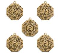 Operitacx 5Pcs Retro Brass Yin Yang Qian Kun Eight Diagram Pendant Key Rings Exorcism Amulet Hanging Decor for Taoist Crafts and Men’S Jewelry