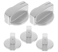 Operitacx 5pcs Stainless Steel Gas Stove Control Knobs 45° Rotation Metal Cooker Hob Switch Replacement for Double Burner Kitchen Gas Cooker