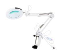 Operitacx 5X Led Magnifier Desk Lamp with USB 360° Swivel Arm, Saving Desktop Table Lamp for Welding and Electronic Maintenance, White Light for Precision Work