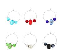 Operitacx 6 Pcs Beads Wine Glass Charms with Metal and Materials, Simple and Distinctive Drink Name Tags for Home and Other Occasions, Multi-needs Wine Glass Identification Random Color