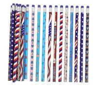 Operitacx 60pcs American Flag Print Pencils Patriotic of July Holiday Stationery for School Activities Party Favors Wood Design Educational Drawing and Writing Tools