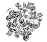 Operitacx 60pcs Antique Alloy Buttons Mixed Round Square Flower Shapes Vintage Decorative DIY Crafting for Sewing Clothes Accessories