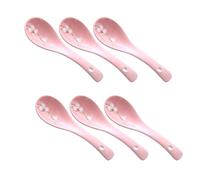 Operitacx 6Pcs Ceramic Soup Spoons Japanese Style with Retro Look and Light Weight, Practical Porridge Spoons for Parties and Anniversaries, Easy to Store and Use with Gravy Boat