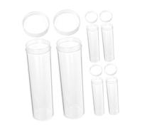 Operitacx 6pcs Clear Plastic Coin Tubes with Caps for Quarters and Loose Coins Secure Storage Holders and Collections Easy Open and Close Design