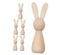 Operitacx 6pcs DIY Wooden Bunny Peg Dolls Unfinished Easter Rabbit Figurines for Painting Cute Tabletop Decoration and Spring Party Crafts Versatile Home Ornament