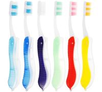 Operitacx 6pcs Folding Toothbrushes Travel Portable Soft Bristle Toothbrushes for Camping and Home Use with Plastic Foldable Design