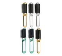 Operitacx 6pcs Folding Travel Mirror Hair Brush for Women with Soft Bristles and Scalp Massage Function Portable Pocket Detangler Comb Made of Sturdy Abs, Easy Carrying for On-the-go
