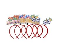 Operitacx 6pcs Football Party Headbands Set for Men and Women Adjustable Soccer Head Bopper with Football Crown Sports Hair Accessories for International Soccer Tournament Support