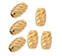 Operitacx 6pcs Golden Barrel Spacer Beads with Elegant Twill Design for DIY Jewelry Making Large Hole Charms for Bracelets Necklaces Crafting Sophisticated Drum Loose Beads