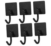 Operitacx 6pcs Heavy Duty Self Adhesive Hooks Stainless Steel Curved Wall Hangers for Bathroom Kitchen Home Rust Resistant Durable Coat and Towel Holders Modern Black Finish