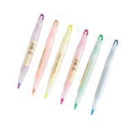 Operitacx 6pcs Highlighters, Double Ended Fluorescent Markers for Adults, Highlighters Watercolor Pen for Student School Office, Random Color