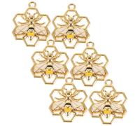 Operitacx 6pcs Metal Bee Charms for Jewelry Making Alloy Honeycomb Pendants with Hanging for DIY Necklace Bracelet Earrings Craft Accessories