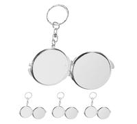 Operitacx 6pcs Mini Foldable Double Sided Zinc Alloy Compact Metal Mirror Keychain for Women, round Portable Vanity Mirror with Glass, for Daily Use and Can be Put in Purse