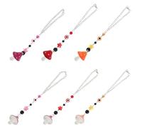 Operitacx 6pcs Mushroom and Evil Eye Rear View Mirror Hanging Charms for Car and Home Decoration, Lightweight Plastic and Resin Pendants, Unique Design to Defend Device from Daily Wear,