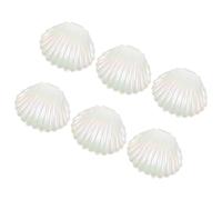 Operitacx 6pcs Pearl White Seashell Candy Boxes for Wedding Party Favors, Small Plastic Shell Storage Containers for Jewelry and Treats, Mermaid Theme Packaging