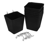Operitacx 6pcs Pegboard Cups with Metal Hooks for Flexible Organisation and Space Saving Design, Plastic and Stainless Steel Storage Rack Pegboard Accessories for Garage and Desk Workshop