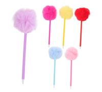 Operitacx 6pcs Plush Pom Pom Ballpoint Pens Soft Cozy Grip Creative Novelty Writing Stationery for Students Women School Office Supplies