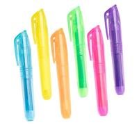 Operitacx 6Pcs Portable Highlighter Pens with Slanted Tips Vibrant Color Coding Markers for Journaling Studying and Office Use Includes Pink Orange Yellow Green Purple Blue