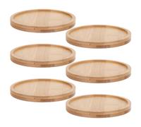 Operitacx 6pcs round Bamboo Coaster Set with Spill Protection, Portable and Elegant Drink Coasters for Mugs, for Outdoor Picnics and Home Decoration