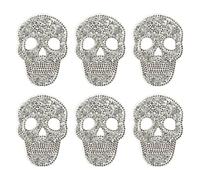 Operitacx 6pcs Silver Skull Iron on Patches for Hats and Caps, Resin Self-Adhesive Decorative Heat Transfer Appliques, for Festival and Daily Clothing Repair
