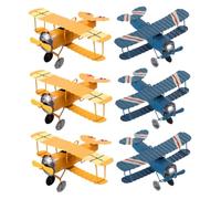 Operitacx 6pcs Vintage Iron Airplane Models for Playroom Classroom Decor Portable Retro Biplane Planes for Hanging From Ceiling Lightweight Metal Aircraft Ornaments for Home Office Party