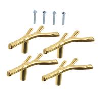 Operitacx 6pcs Vintage Style Gold Drawer Pulls Zinc Alloy Branch Handles for Cabinets Wardrobes Furniture Rustic Kitchen Cupboards Easy Install Durable Decorative