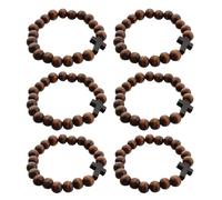 Operitacx 6pcs Wooden Bead Cross Bracelets for Men and Women, round Stretch Wristbands with Distinct Cross Display, Classic Faith Style Suitable for Church and Everyday Wear
