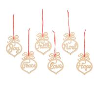 Operitacx 6Pcs Wooden Love Heart Decorations DIY Christmas Wood Cutouts Unfinished Xmas Hanging Ornaments for Tree Embellishment and Home Decor