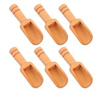 Operitacx 6pcs Wooden Round Handle Salt Shovel and Tea Scoop Set for Kitchen and Restaurant Use, Made of Sturdy Wood with Fuss-Free Using Experience, for Spices and Nuts