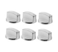 Operitacx 6pcs Zinc Alloy Gas Stove Knobs Universal Fit Stove Switch Replacement Metal Knobs Silver Brushed Finish for Embedded Gas Cookers